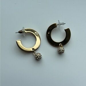Karl Lagerfeld Pave Ball Hoop Earrings